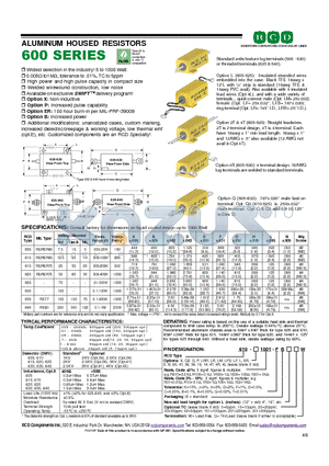 610-LFS1R00 datasheet - ALUMINUM HOUSED RESISTORS