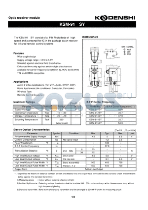 KSM-914SY datasheet - Optic receiver module