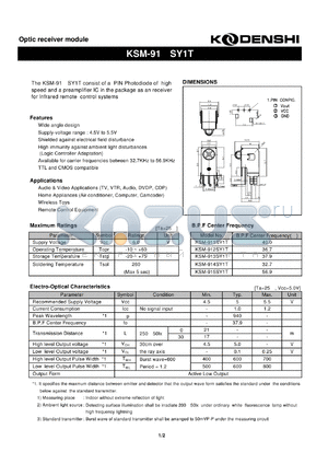 KSM-914SY1T datasheet - Optic receiver module