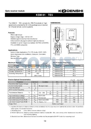 KSM-914TE5 datasheet - Optic receiver module