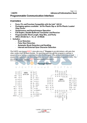 IA8251-PLC28I datasheet - Programmable Communication Interface