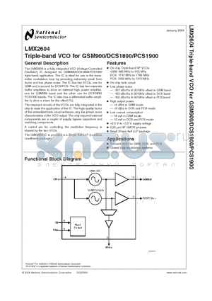 LMX2604LQX datasheet - Triple-band VCO for GSM900/DCS1800/PCS1900