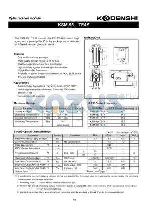 KSM-953TE4Y datasheet - Optic receiver module