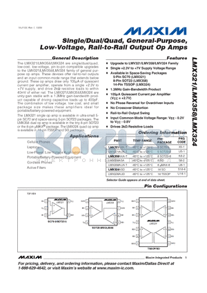 LMX324 datasheet - Single/Dual/Quad, General-Purpose, Low-Voltage, Rail-to-Rail Output Op Amps