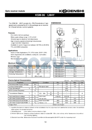 KSM-963LM4Y datasheet - Optic receiver module