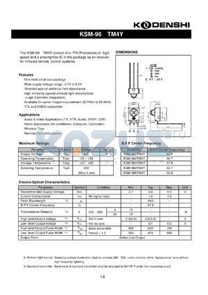 KSM-963TM4Y datasheet - Optic receiver module