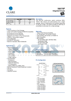 IAA170PTR datasheet - Integrated Circuits