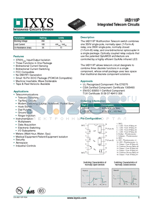 IAB110P datasheet - Integrated Telecom Circuits