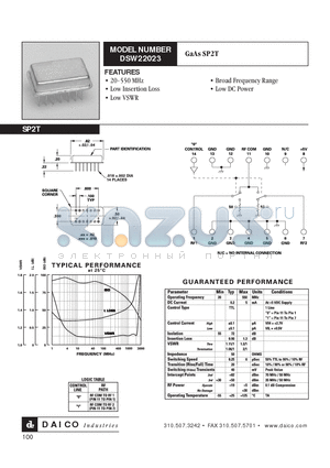 DSW22023 datasheet - GaAs SP2T