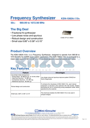 KSN-1060A-119 datasheet - Frequency Synthesizer