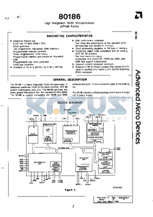 IA80186-10B datasheet - High Integration 16-Bit Microprocessor iAPX86 Family
