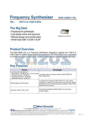 KSN-1590A-119+ datasheet - Frequency Synthesizer