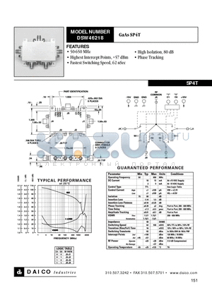 DSW46218 datasheet - GaAs SP4T