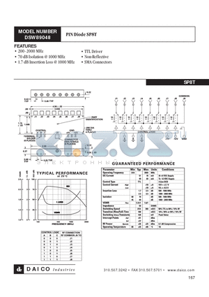 DSW89048 datasheet - PIN Diode SP8T