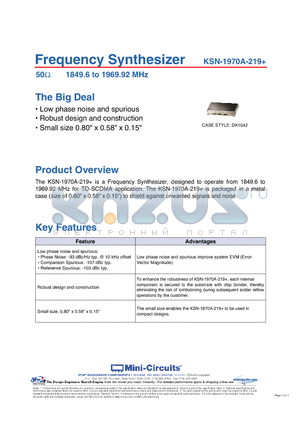 KSN-1970A-219 datasheet - Frequency Synthesizer