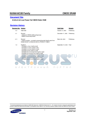 DS_K6X8016C3B datasheet - 64Kx36 & 64Kx32-Bit Synchronous Pipelined Burst SRAM