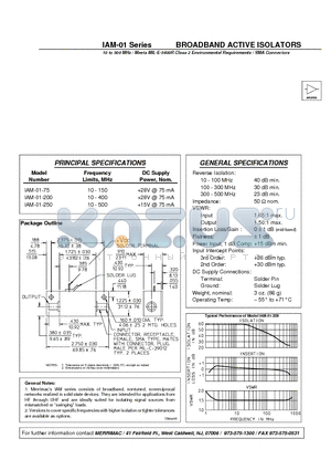 IAM-01-75 datasheet - BROADBAND ACTIVE ISOLATORS