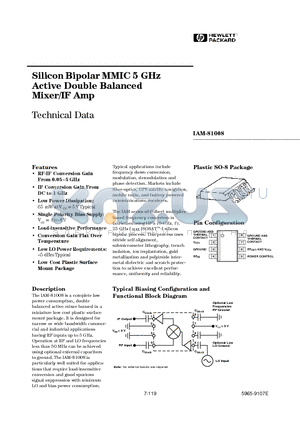 IAM-81008 datasheet - Silicon Bipolar MMIC 5 GHz Active Double Balanced Mixer/IF Amp