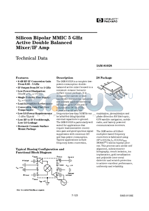 IAM-81028 datasheet - Silicon Bipolar MMIC 5 GHz Active Double Balanced Mixer/IF Amp