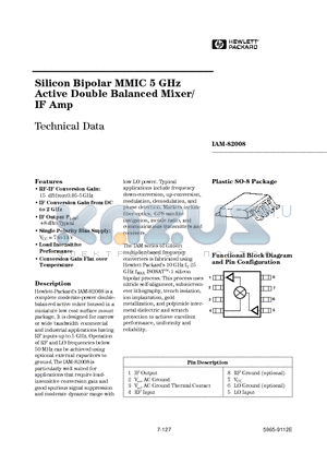 IAM-82008-STR datasheet - Silicon Bipolar MMIC 5 GHz Active Double Balanced Mixer/ IF Amp