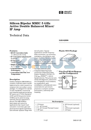 IAM-82008-TR1 datasheet - Silicon Bipolar MMIC 5 GHz Active Double Balanced Mixer/ IF Amp