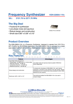 KSN-2280A-119 datasheet - Frequency Synthesizer