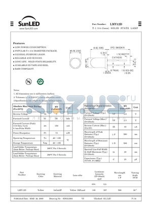 LMY12D datasheet - T-1 3/4 (5mm) SOLID STATE LAMP
