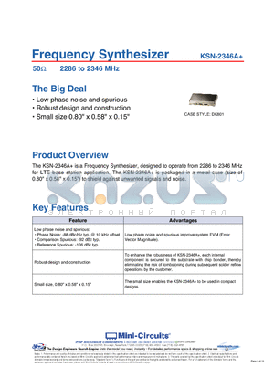 KSN-2346A+ datasheet - Frequency Synthesizer