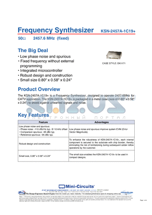 KSN-2457A-1C19 datasheet - Frequency Synthesizer