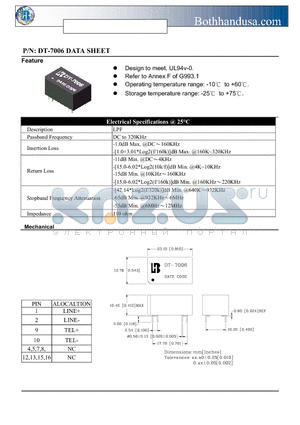 DT-7006 datasheet - ISDN SPLITTER
