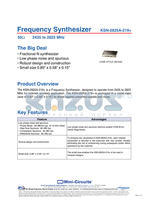 KSN-2825A-219 datasheet - Frequency Synthesizer