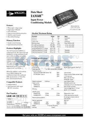 IAM48 datasheet - Input Power Conditioning Module