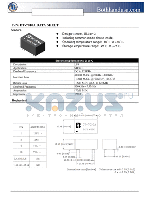 DT-7010A datasheet - ISDN SPLITTER