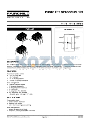 H11F1 datasheet - PHOTO FET OPTOCOUPLERS