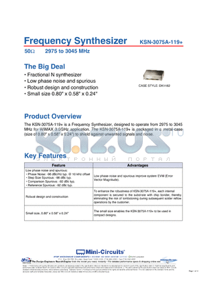 KSN-3075A-119 datasheet - Frequency Synthesizer