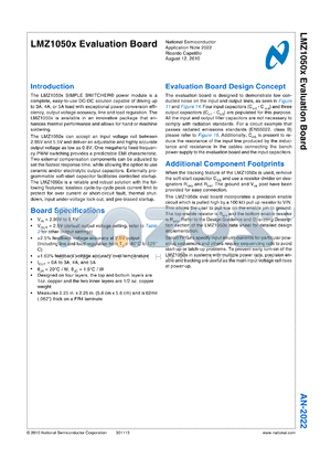 LMZ1050X datasheet - The LMZ1050x can accept an input voltage rail between