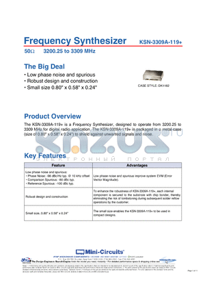 KSN-3309A-119+ datasheet - Frequency Synthesizer