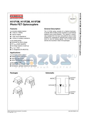 H11F2M datasheet - Photo FET Optocouplers