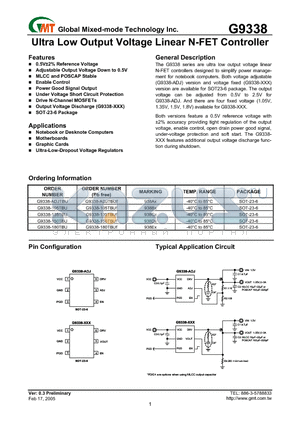 G9338-180TBU datasheet - Ultra Low Output Voltage Linear N-FET Controller