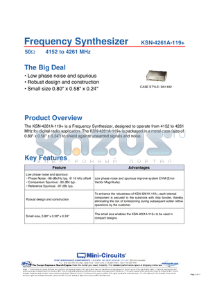 KSN-4261A-119 datasheet - Frequency Synthesizer