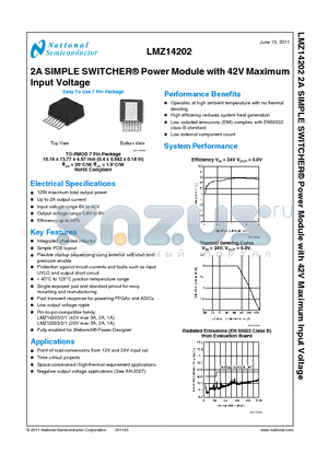 LMZ14202TZX-ADJ datasheet - 2A SIMPLE SWITCHER^ Power Module with 42V Maximum Input Voltage