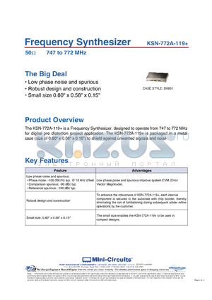 KSN-772A-119 datasheet - Frequency Synthesizer