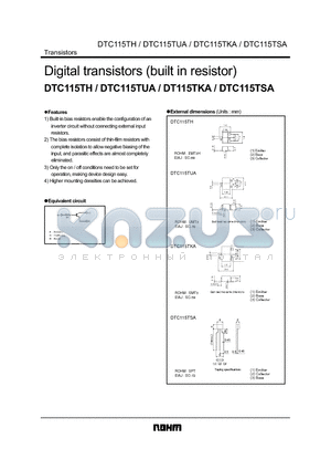 DT115TKA datasheet - Digital transistors (built in resistor)