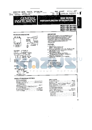 H11G2 datasheet - HIGH VOLTAGE PHOTODARLINGTON OPTOCOUPLERS