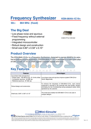 KSN-864A-1C19 datasheet - Frequency Synthesizer