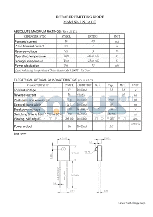 LN-1A11 datasheet - INFRARED EMITTING DIODE