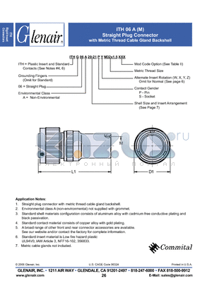 ITH06A20PZ datasheet - Straight Plug Assembly