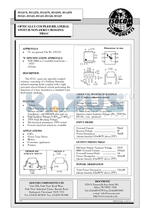 H11J5X datasheet - OPTICALLY COUPLED BILATERAL SWITCH NON-ZERO CROSSING TRIAC