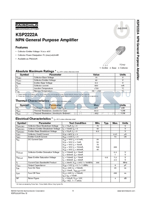 KSP2222ATA datasheet - NPN General Purpose Amplifier