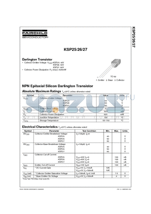 KSP25 datasheet - Darlington Transistor